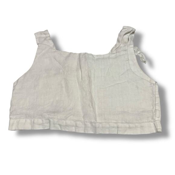 Zara White Linen Crop Top Sz S - Picture 7 of 8